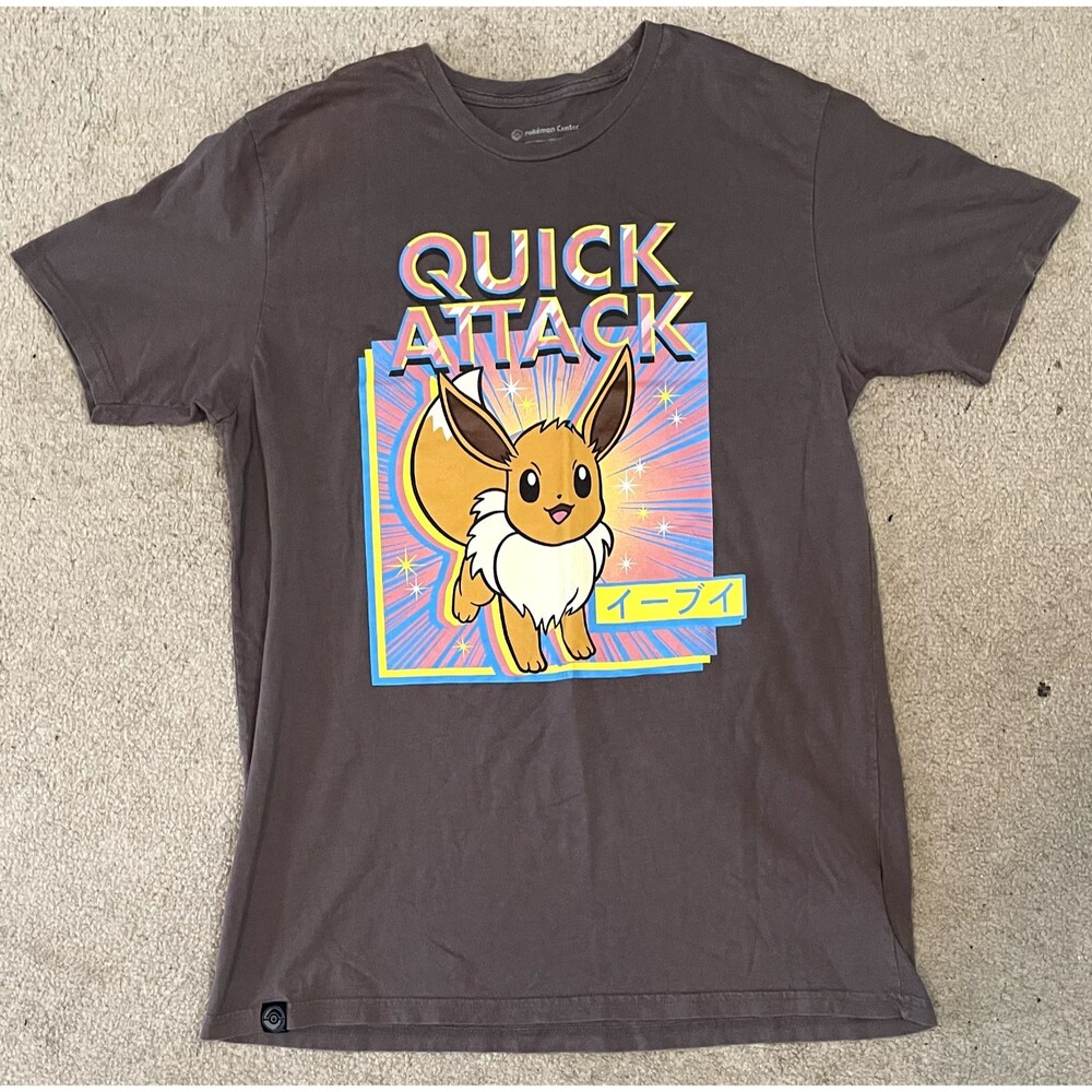 Eevee Quick Attack Grey T Shirt Size L